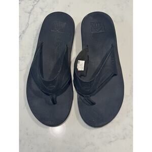 Reef Sandals Mens 11 Black Fanning Bottle Opener Flip Flop Slip On Casual Thong